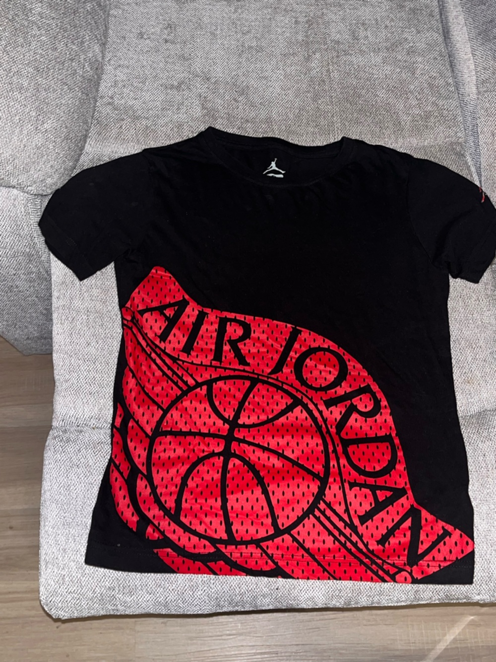 Jordan Black Tee with Red Basketball Graphic